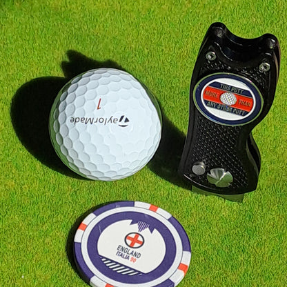 England Pitch Mark Repair Tool,  Metal Ball Marker and Poker Chip