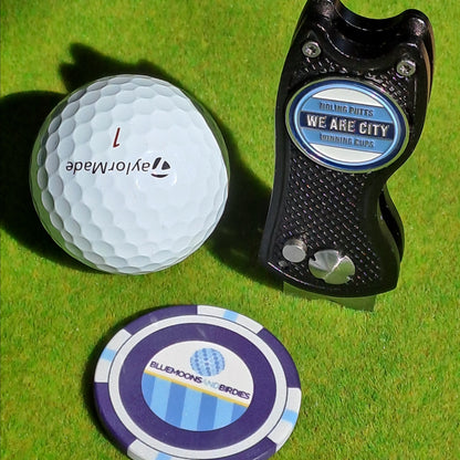 Manchester City Pitch Mark Repair Tool,  Metal Ball Marker and Poker Chip