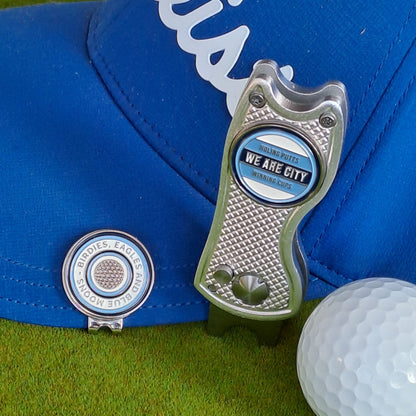 Manchester City - Pitch Mark Repair Tool, Cap Clip and 2 Metal Ball Markers