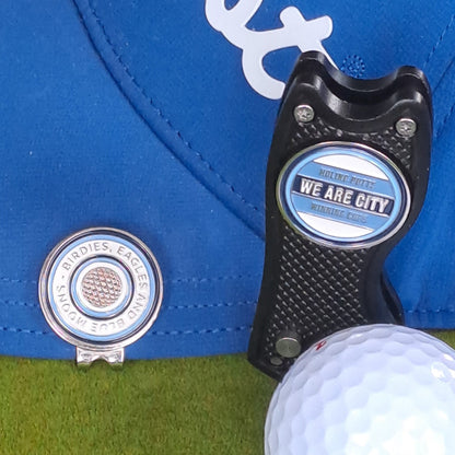 Manchester City - Pitch Mark Repair Tool, Cap Clip and 2 Metal Ball Markers