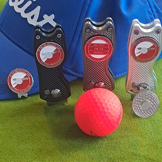 Arsenal - Pitch Mark Repair Tool, Cap Clip and 2 Metal Ball Markers