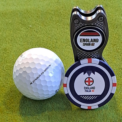 England Metal Ball Marker with Pitchmark Repair Tool