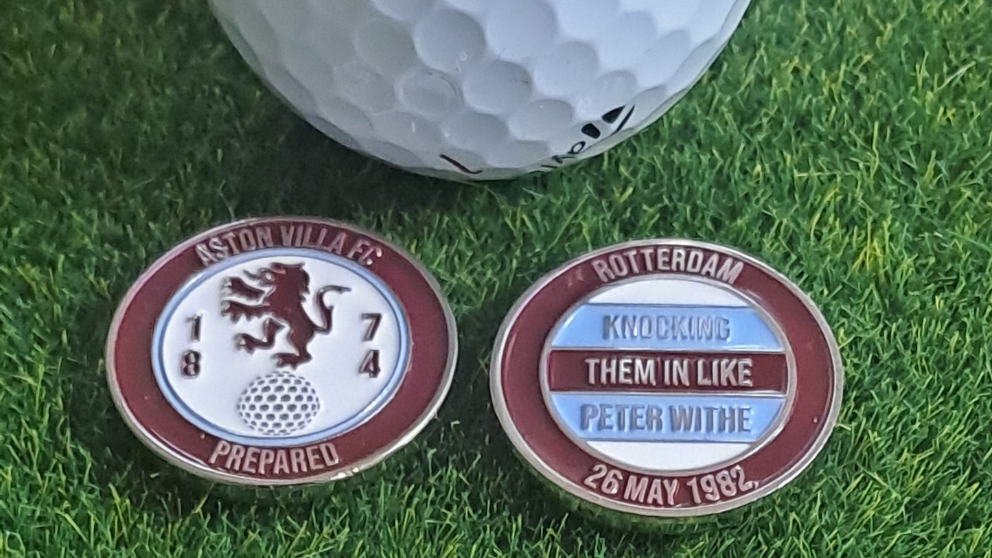 Aston Villa Golf Ball Marker with Pitch Mark Tool