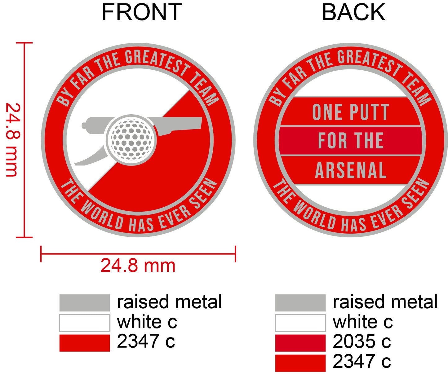 Arsenal Metal Golf Ball Marker and Cap Clip